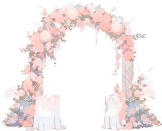 婚礼花门插画高清透明背景创意素材