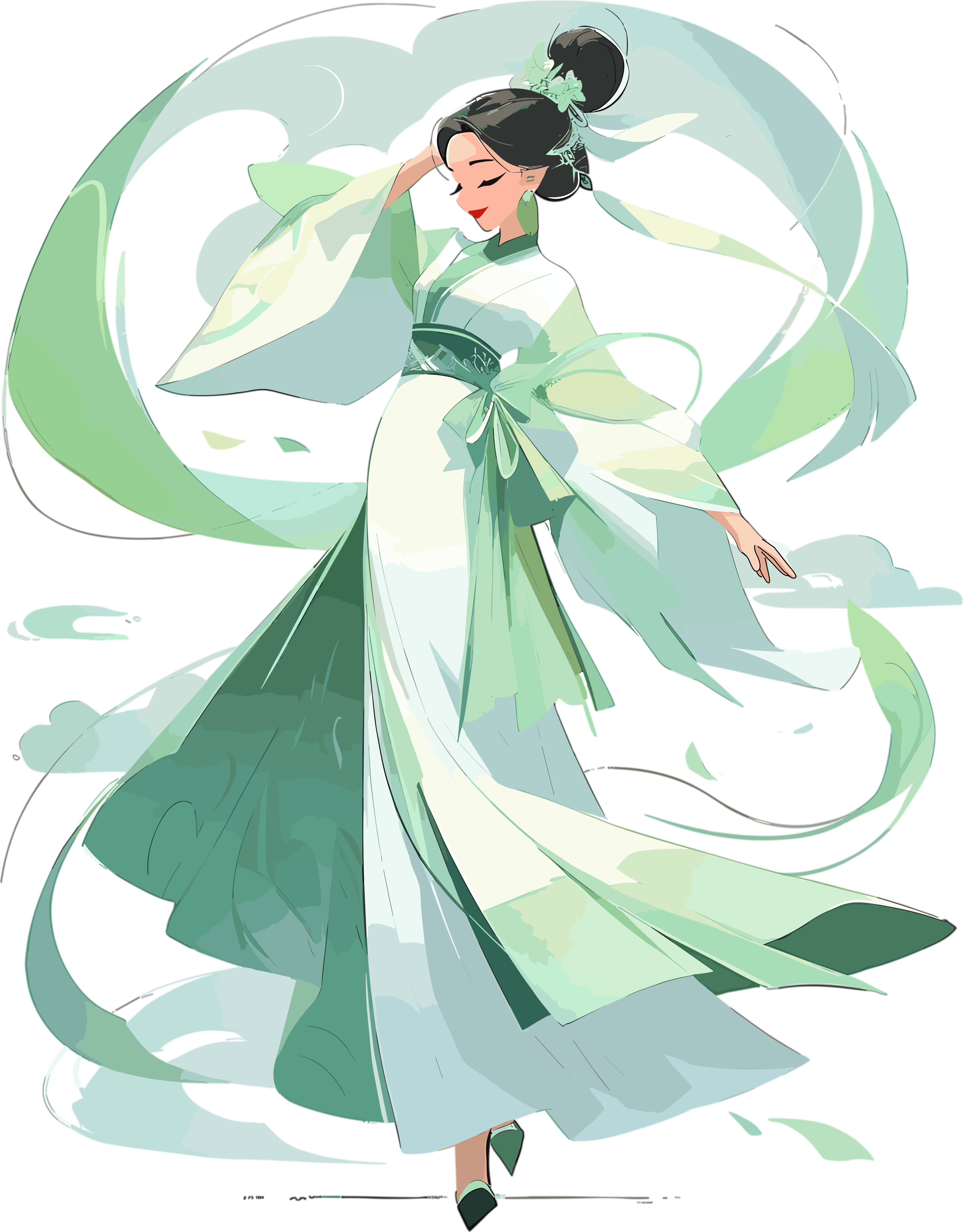 仙女亚洲风格插画元素