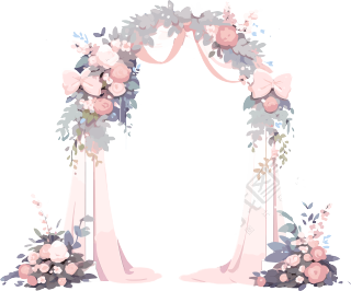 婚礼豪华花门插画