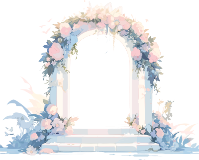 婚礼花草门柱插画