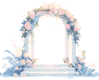 婚礼花草门柱插画