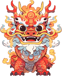 红色国风龙卡通形象图