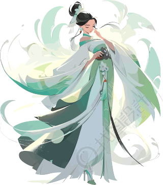 古代少女插画设计素材