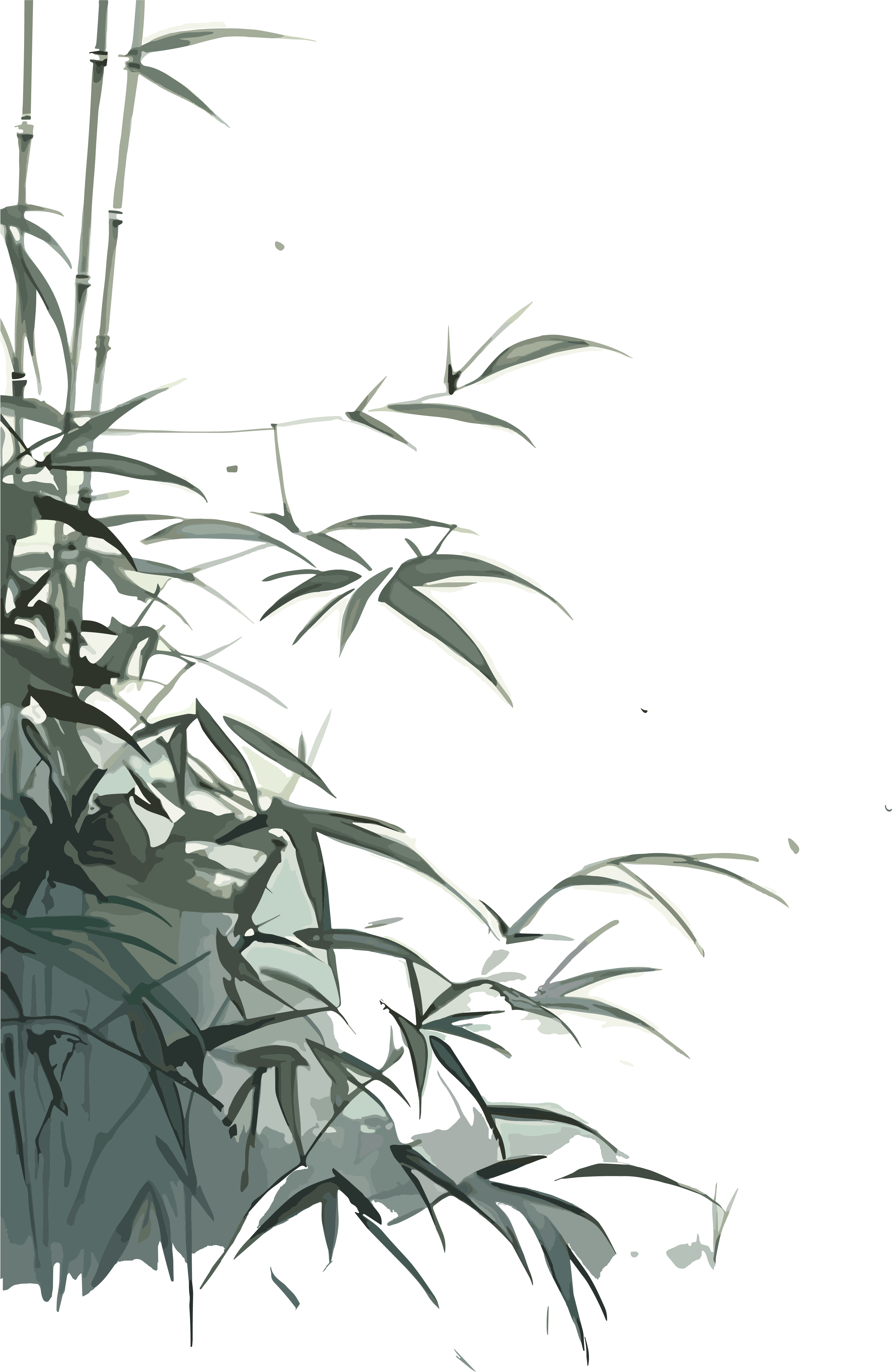 中式传统工笔画竹叶可商用素材
