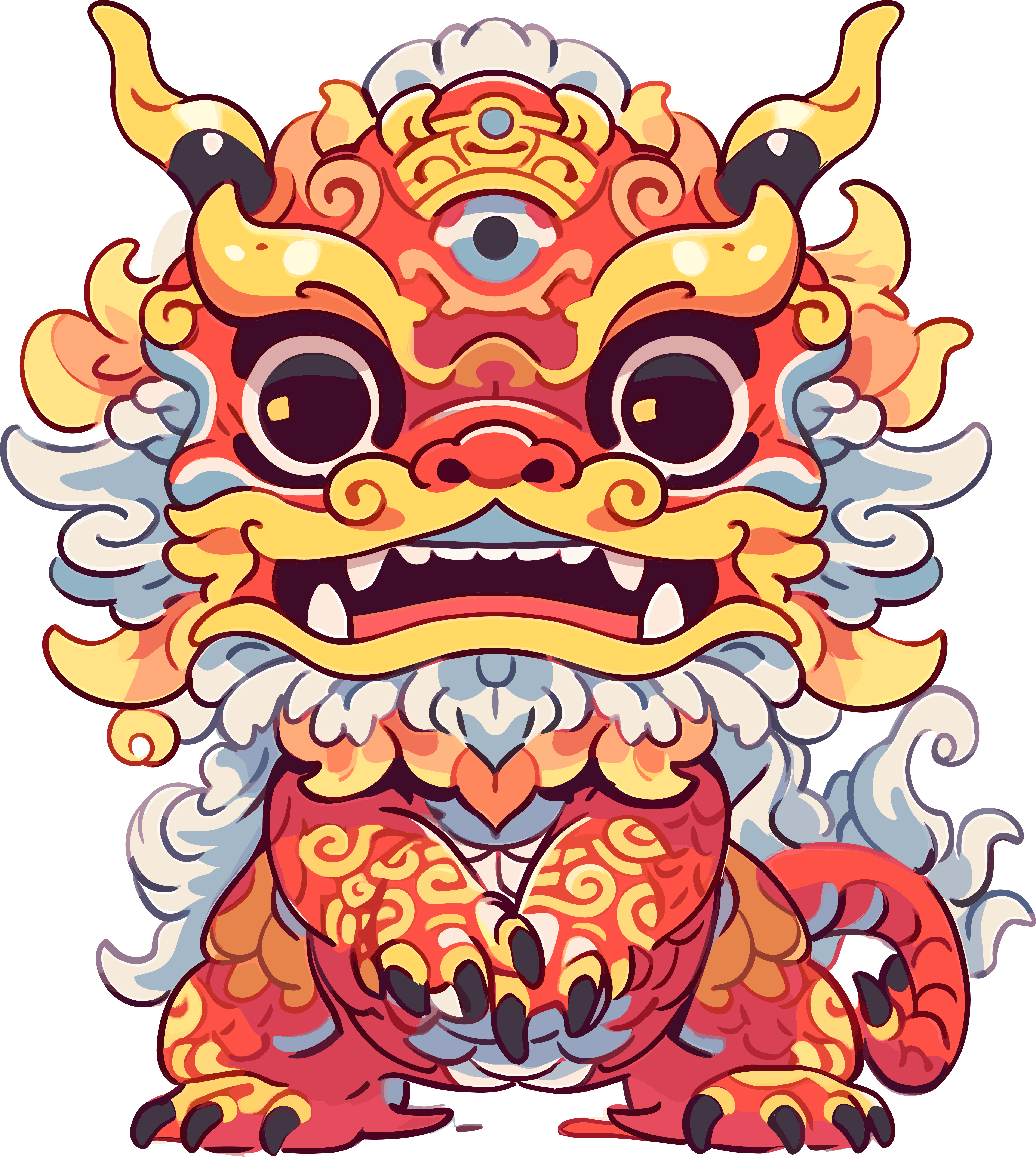 中国龙全幅可爱涂鸦艺术