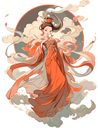 敦煌女神飞天足色插画设计素材