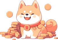 火柴犬金币图案插画素材
