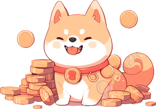 火柴犬金币图案插画素材