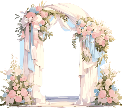 婚礼拱门鲜花设计插画