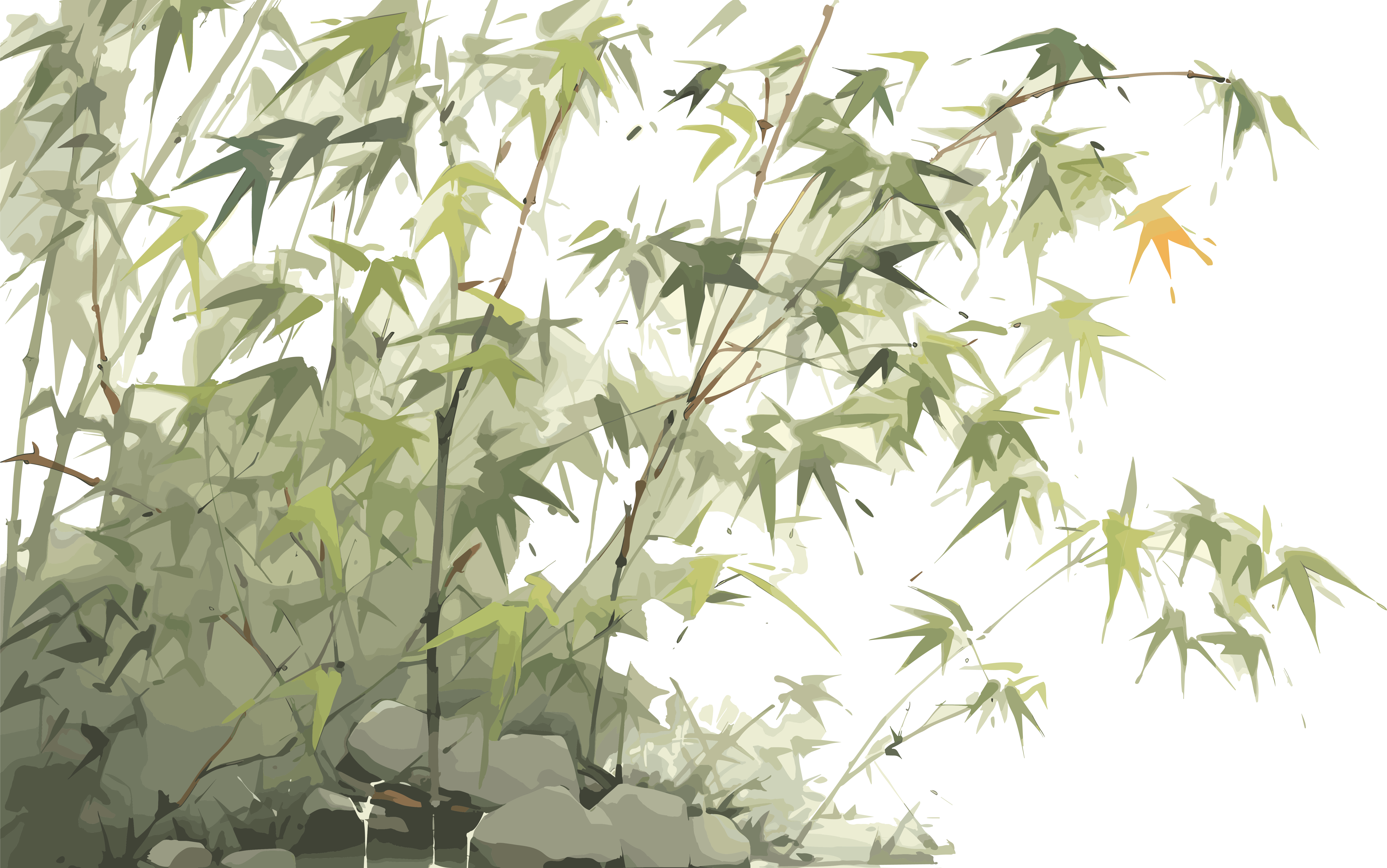 传统工笔画一大片竹林插画