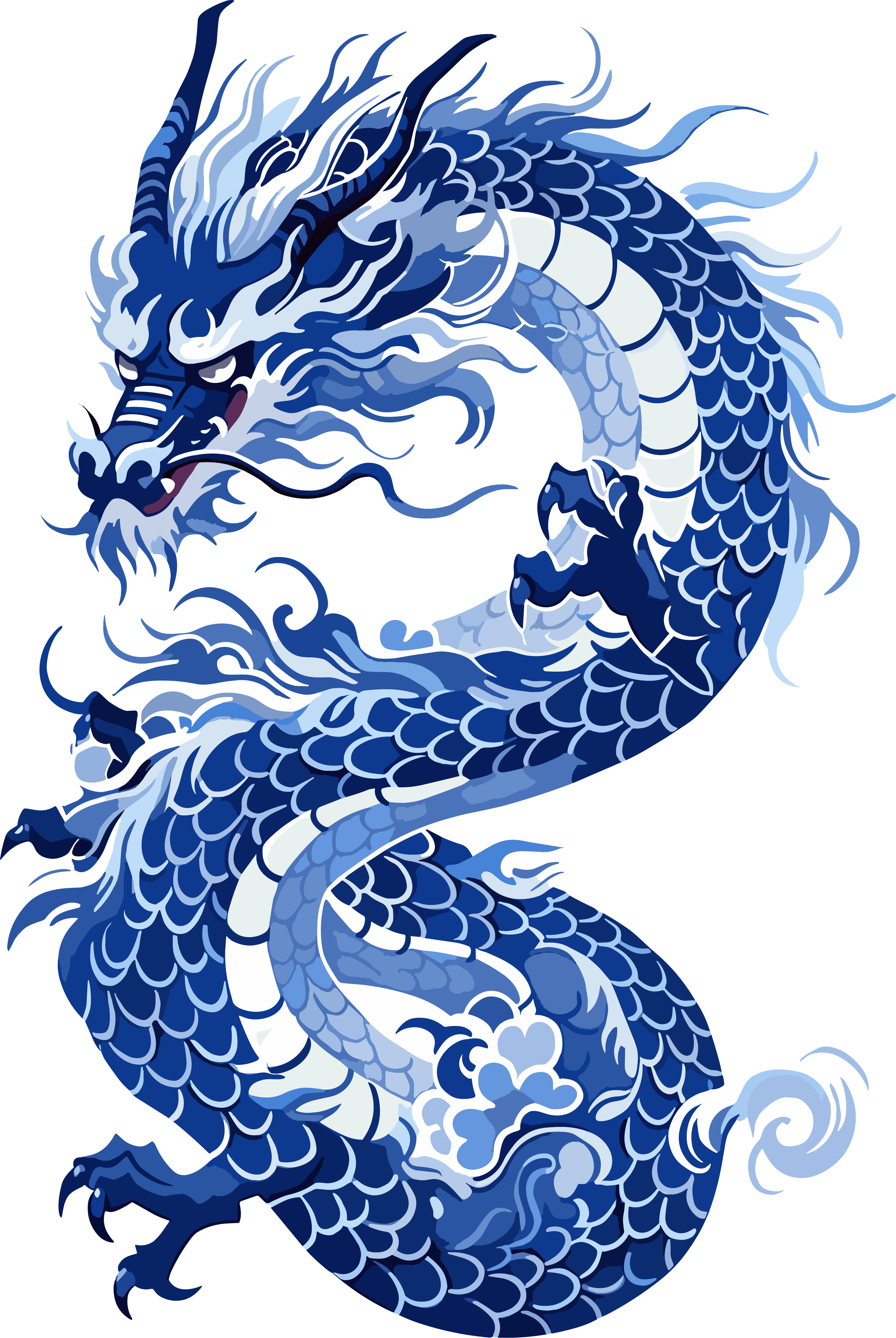 中国龙版画插画素材