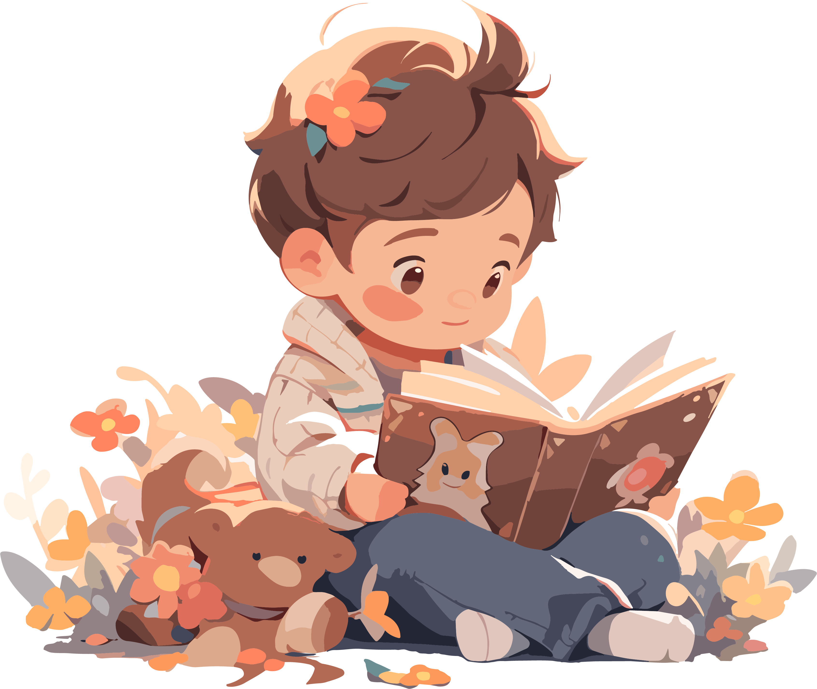 小男孩读书商业创作插图