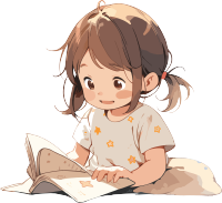 读书小女孩可爱卡通插画