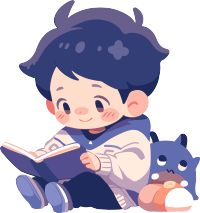 小男孩读书商业插画