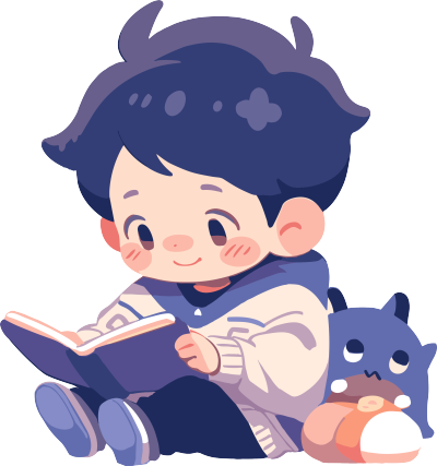 小男孩读书商业插画