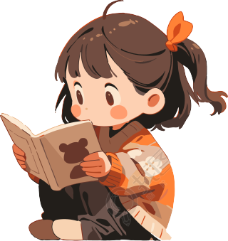 读书小女孩乖巧可爱素材