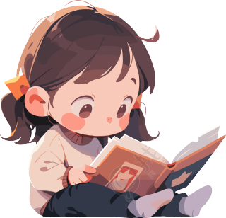 读书小女孩创意插画设计素材