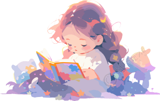 读书小女孩可商用素材