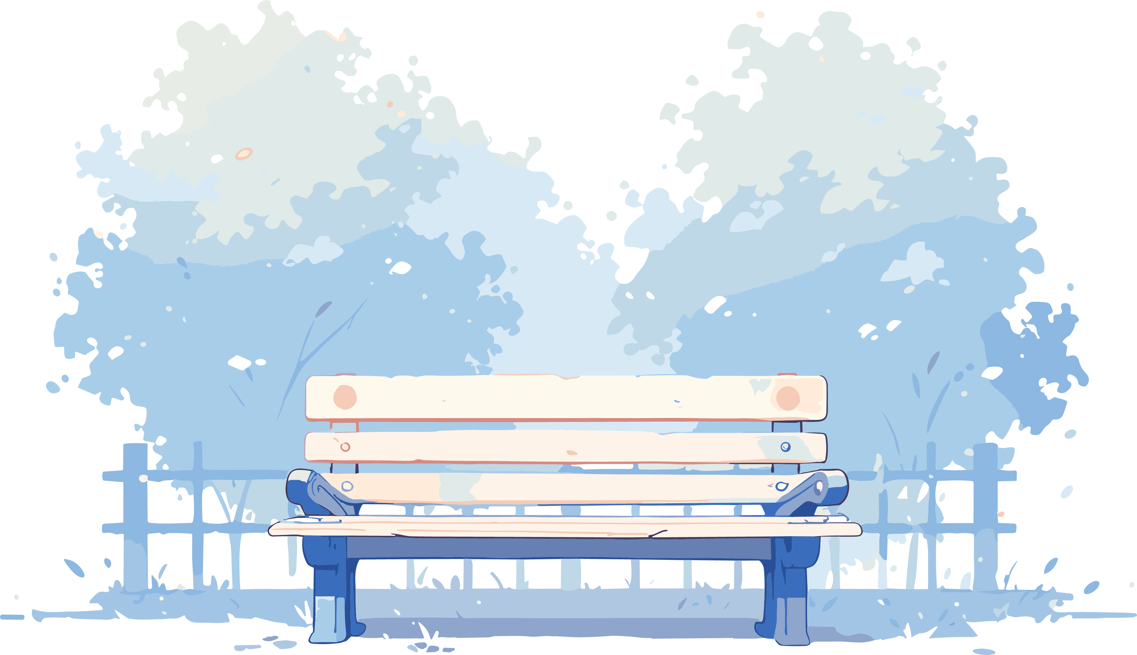 小清新长椅明亮商业设计插图