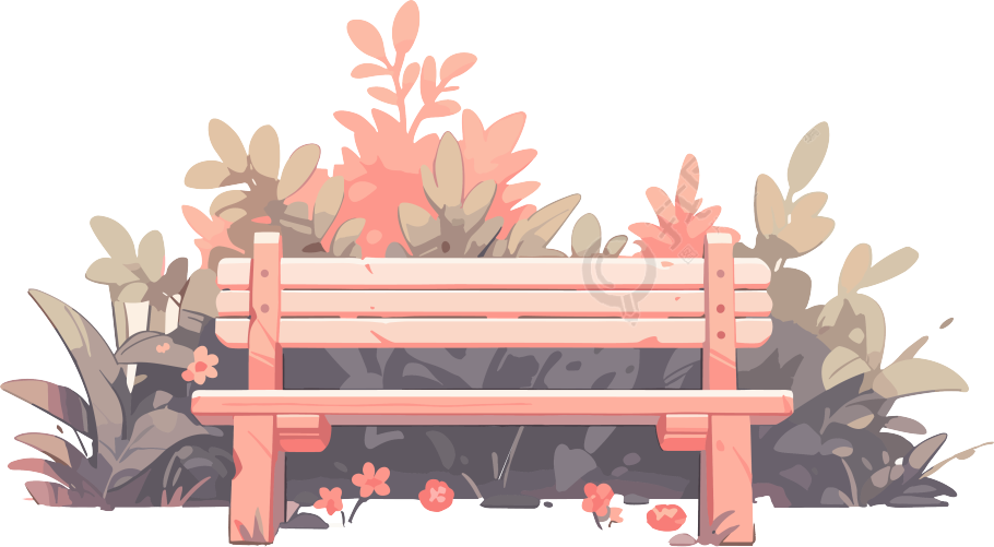 公园长椅透明背景插画