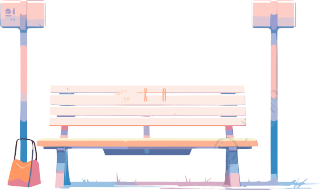 公园长椅2D图形插画设计元素