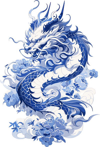 中国龙扁平插画商业素材