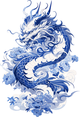中国龙扁平插画商业素材