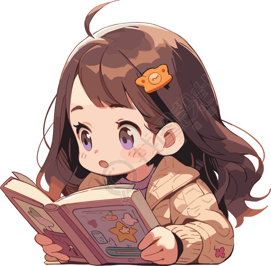 读书小女孩可商用插图