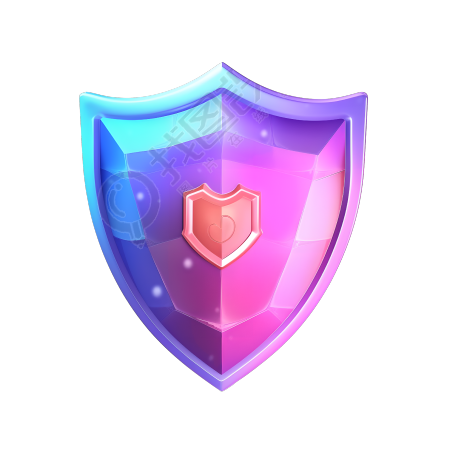 3D蓝紫渐变盾牌创意素材