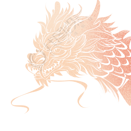 跨年狂欢橙色渐变中国龙插画