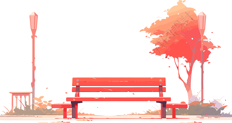 小清新长椅红色系插图