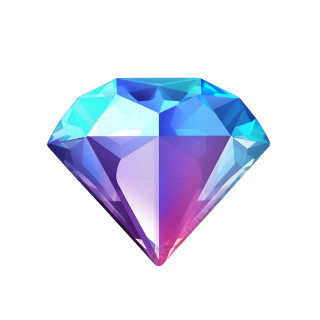 梦幻钻石3D蓝紫渐变PNG元素