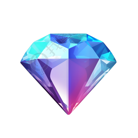 梦幻钻石3D蓝紫渐变PNG元素