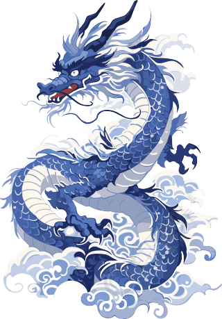 中国龙扁平插图