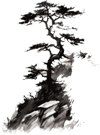 中国风松树山脉插画