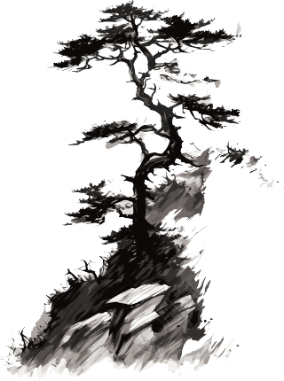 中国风松树山脉插画