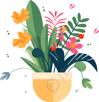 植物收藏风格的扁平插画