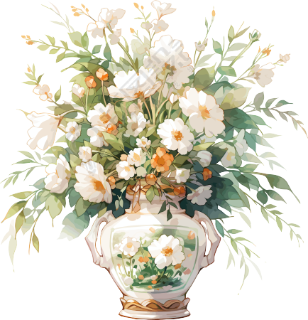 花束装饰花瓶插画
