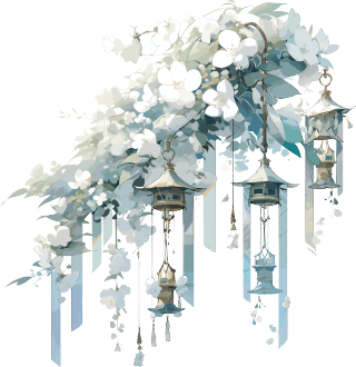 风铃花卉的水彩画作品