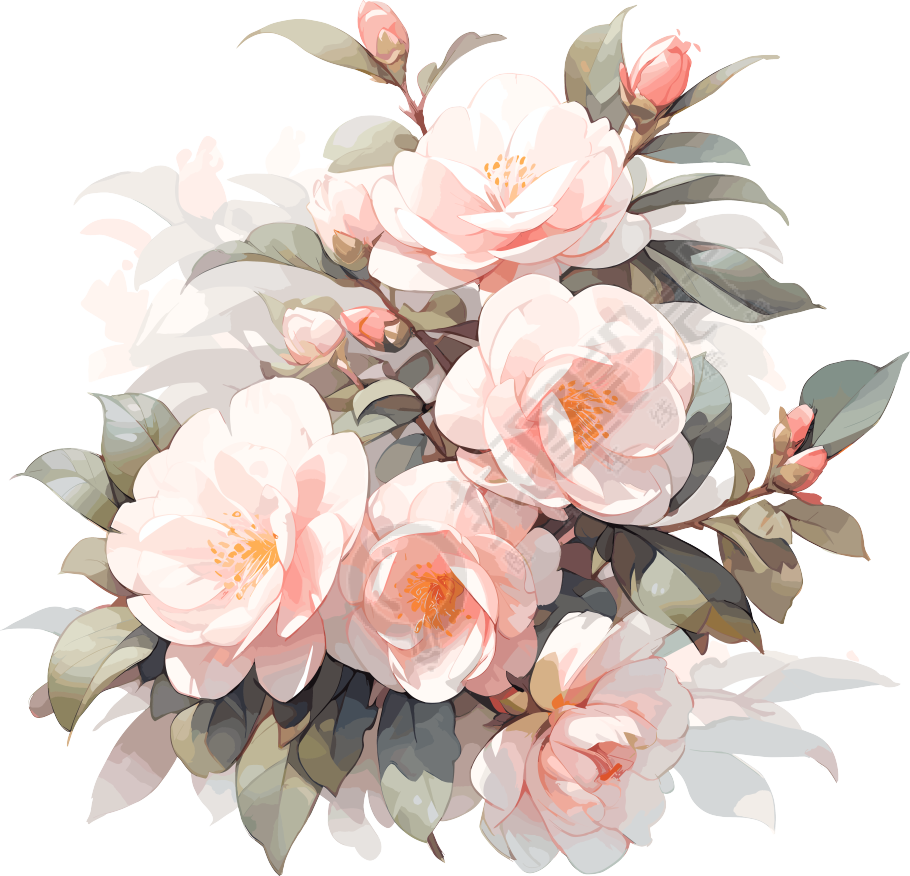 粉色玫瑰花插画设计素材