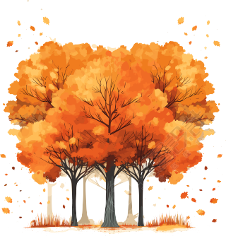 秋天的大树插画素材