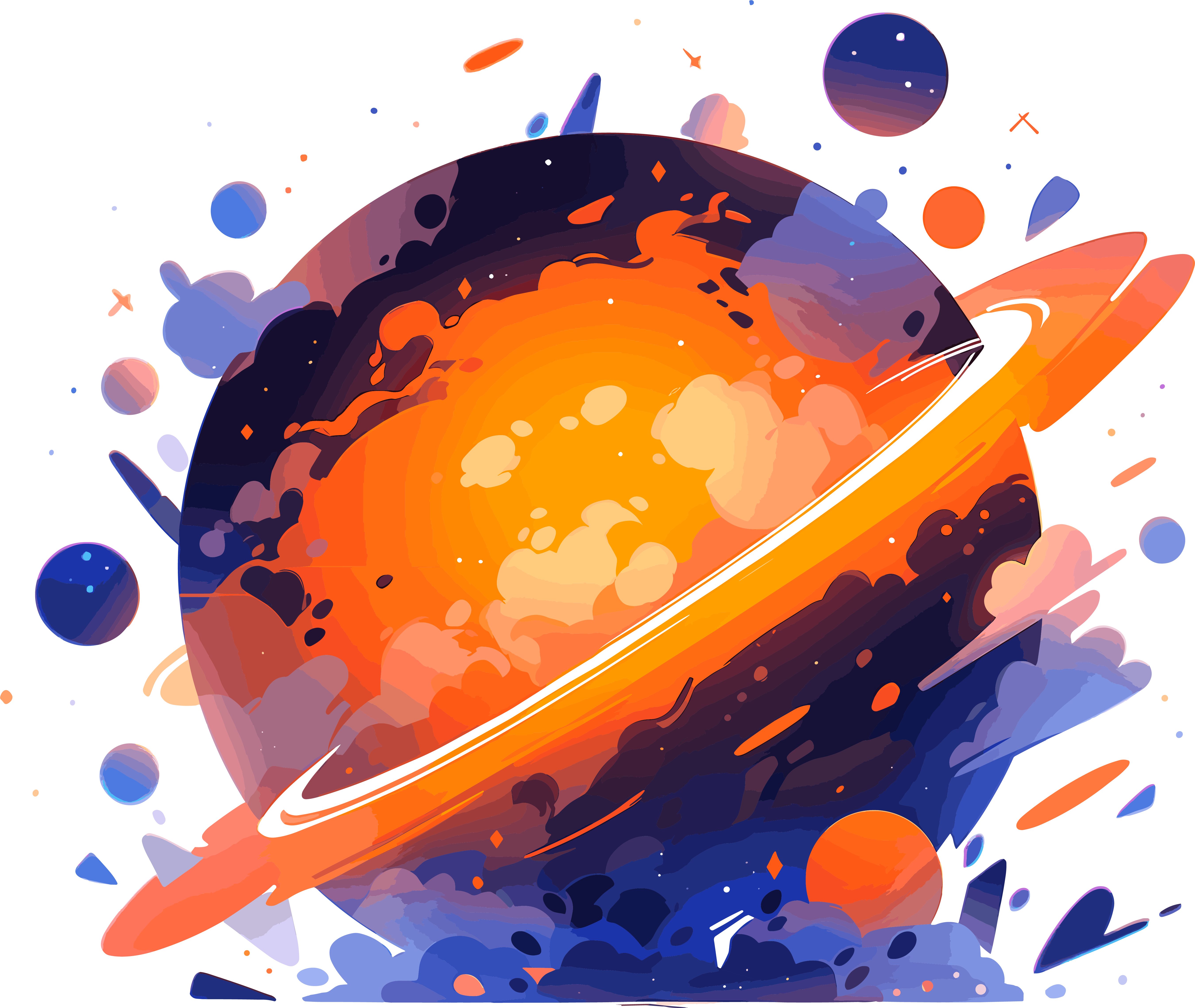 太空行星平面矢量插图