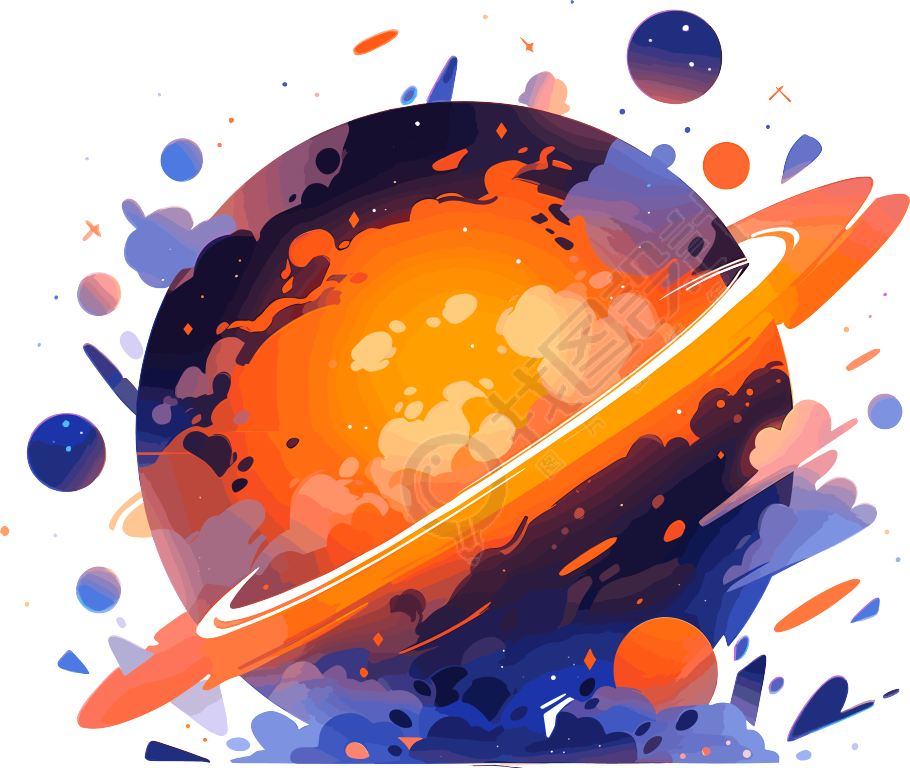 太空行星平面矢量插图