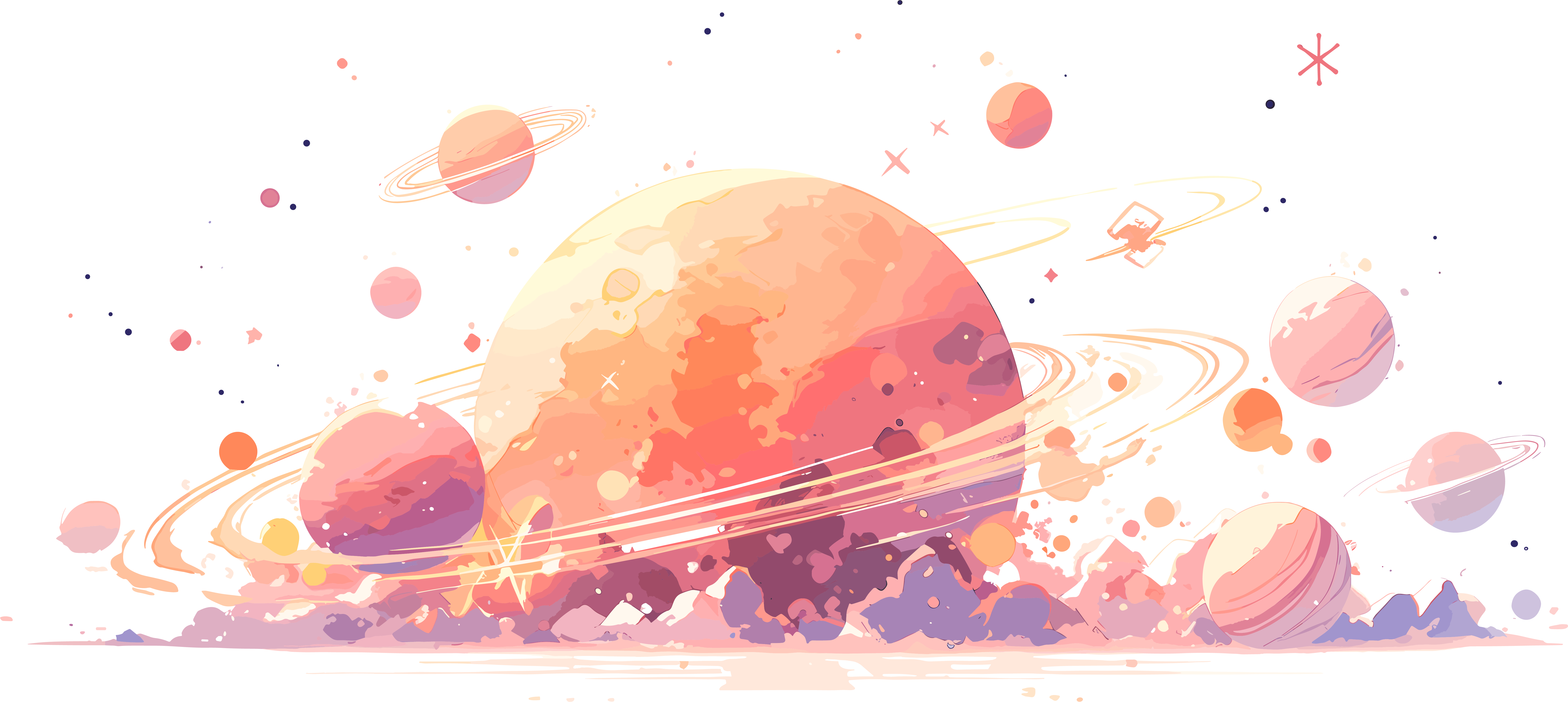 太空星球平面矢量插画