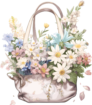 丝花袋子手绘插画元素