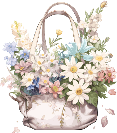 丝花袋子手绘插画元素