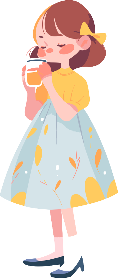 小女孩可爱的插画图