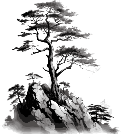 山水松苍水墨画