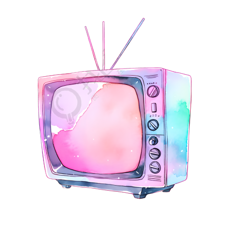 电视水彩浪漫插画设计素材