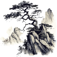 中国风墨水插画白底图